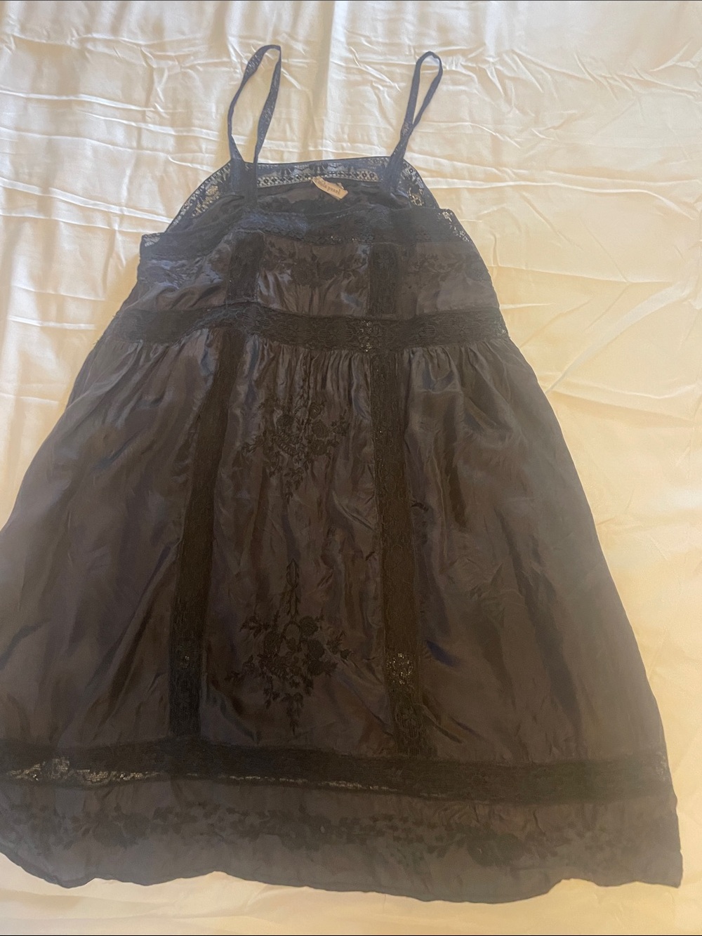 Magnolia Pearl Black Lace-Trim Midi Dress
